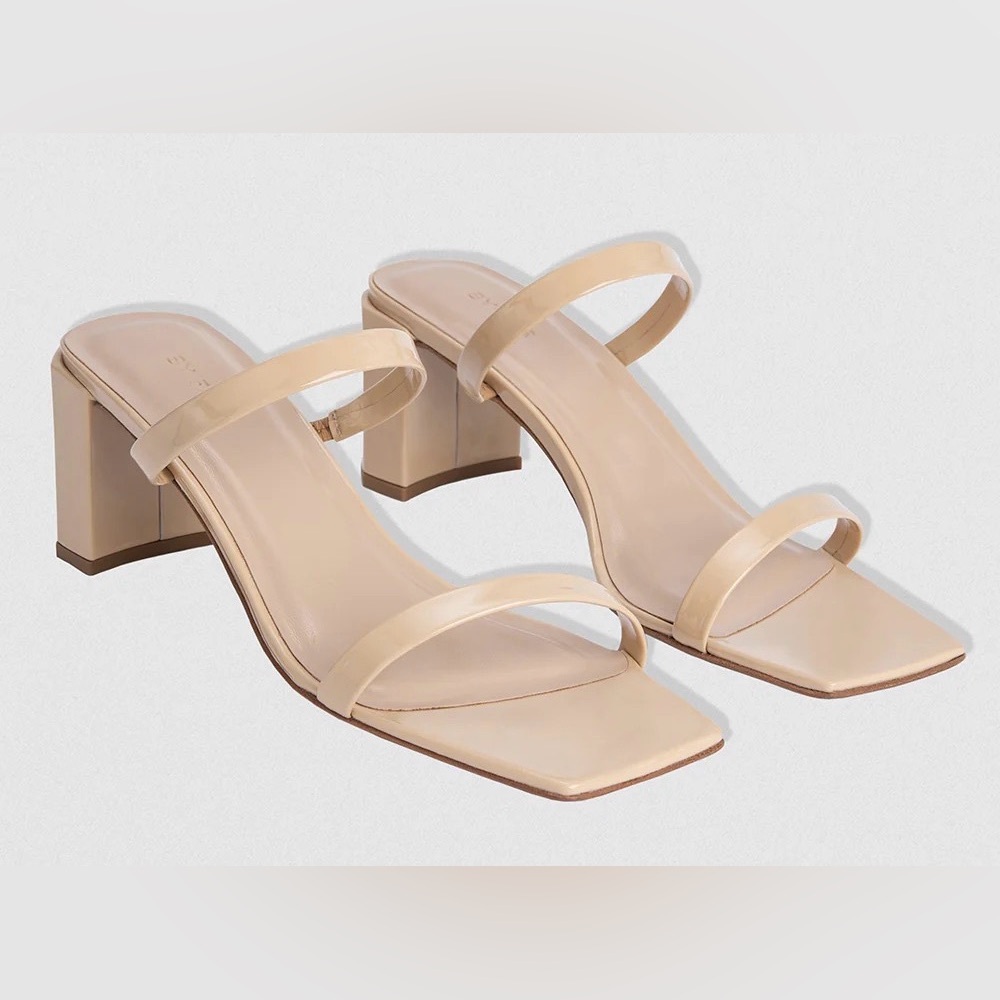 BY FAR Tanya Kraft Patent Leather Mule Sandal Heel Shoe Slide EU 40 US 10 $390